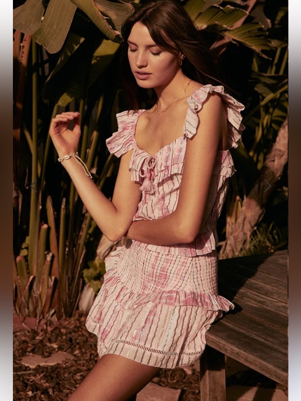 SAYLOR Magdalena Pink Metallic Stripe Two Piece Set